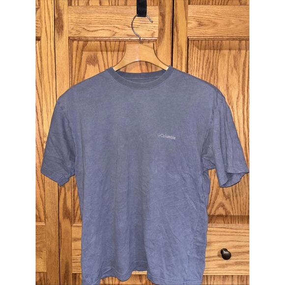 Columbia Shirt Mens Medium Blue Short Sleeve Graphic‎ Tee Outdoor Hiking EUC - Picture 1 of 13